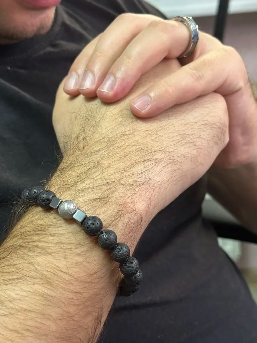 "Star Mage" Bracelet with Aletai Meteorite and Dzi Bead — photo 2