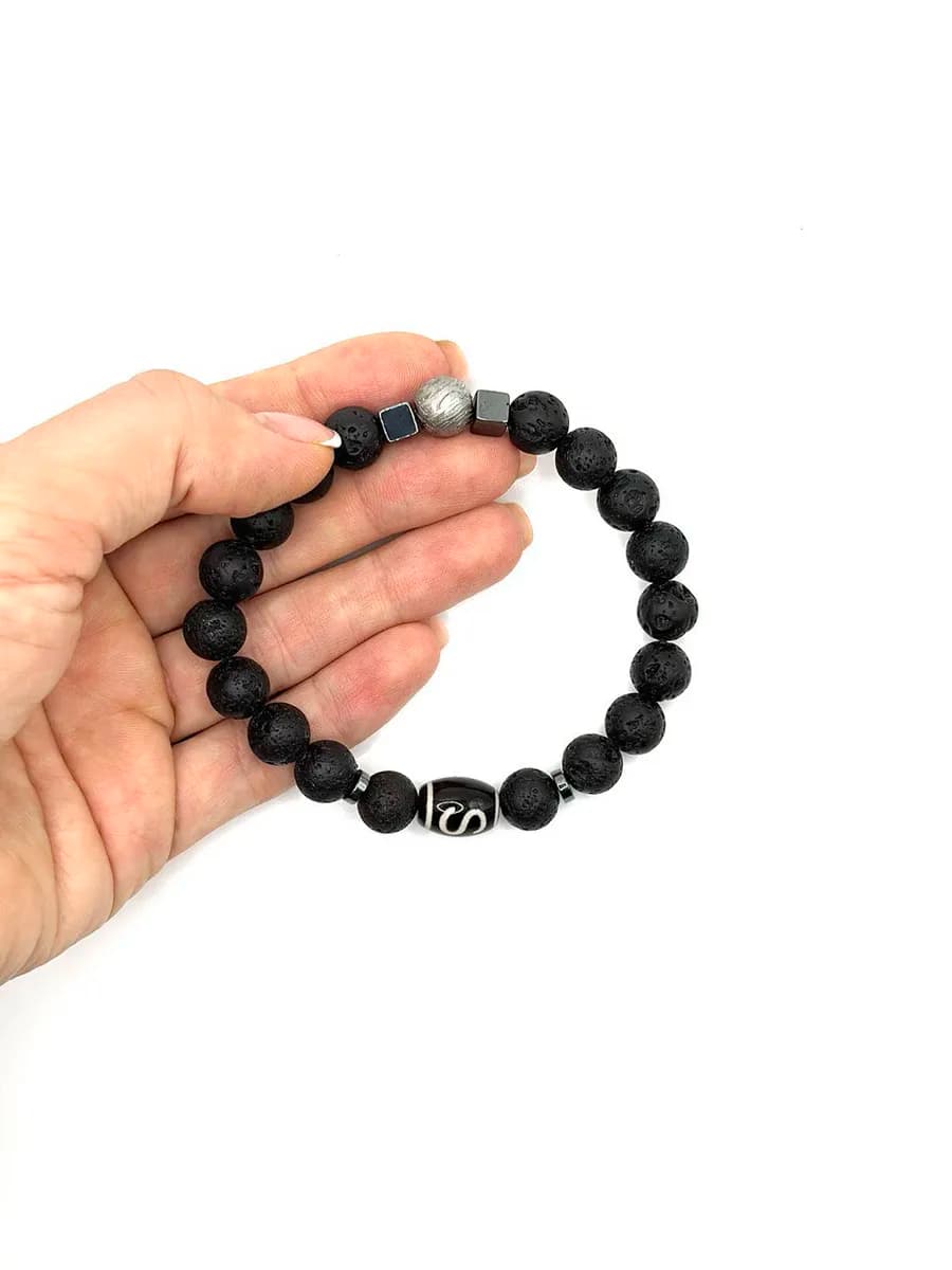 "Star Mage" Bracelet with Aletai Meteorite and Dzi Bead — photo 3
