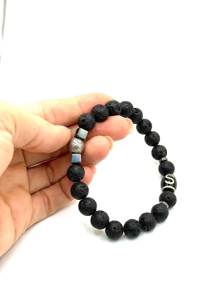 "Star Mage" Bracelet with Aletai Meteorite and Dzi Bead — photo 5
