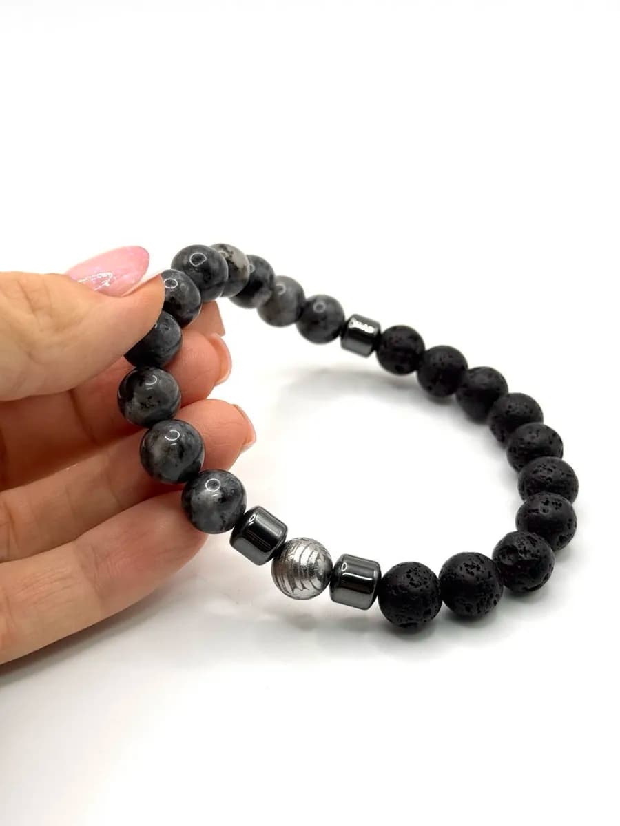 "Prometheus" Bracelet — Labradorite with Aletai Meteorite — photo 3