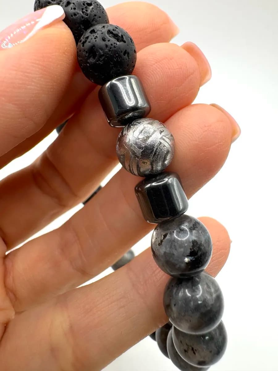 "Prometheus" Bracelet — Labradorite with Aletai Meteorite — photo 4