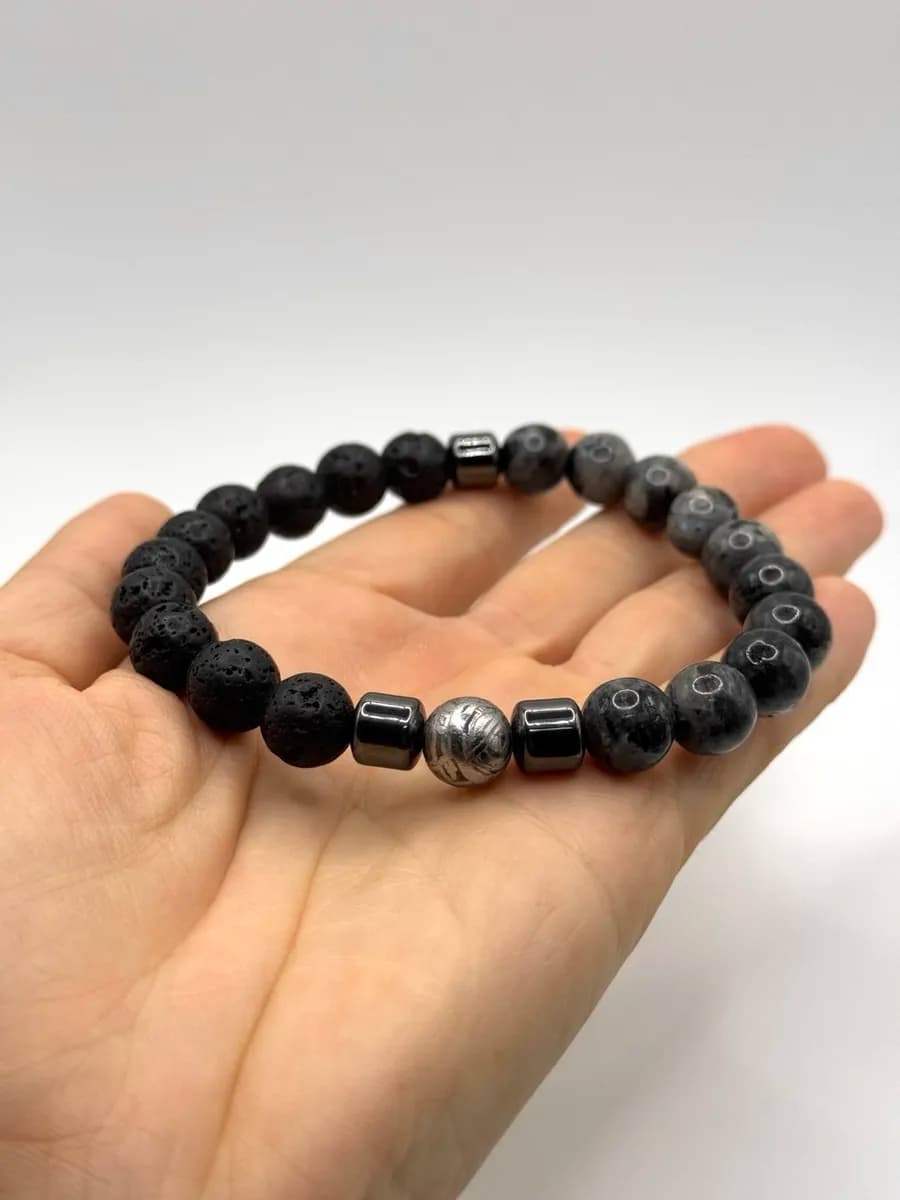 "Prometheus" Bracelet — Labradorite with Aletai Meteorite — photo 5