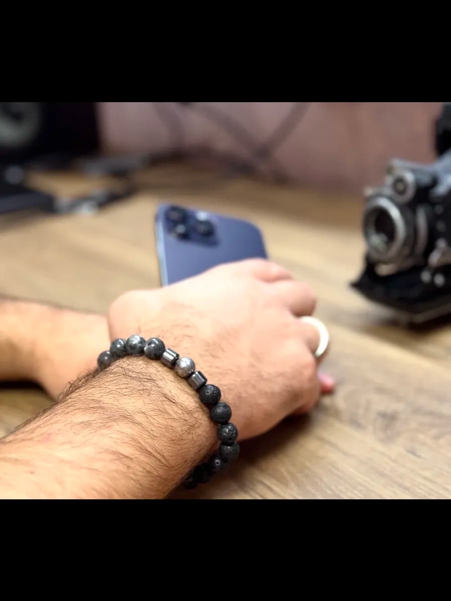 "Prometheus" Bracelet — Labradorite with Aletai Meteorite — photo 6